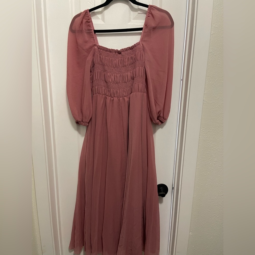 Square Neck Pink Maxi Dress